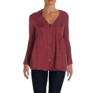 Anthropologie 4our Dreamers V-Neck Bell Sleeves Button Down Blouse